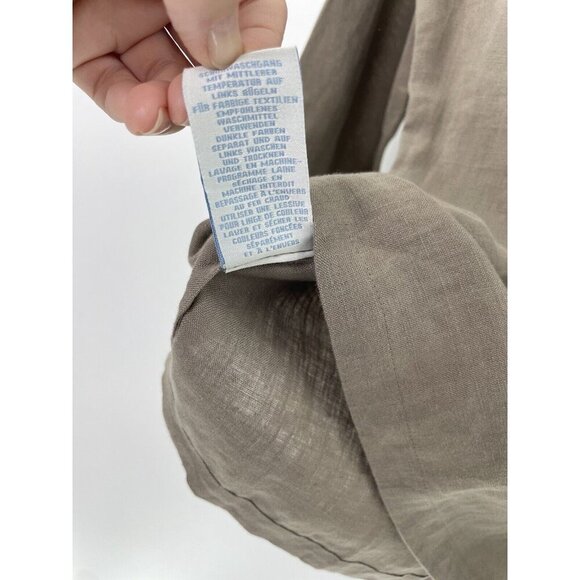 NWT Boden Taupe 100% Linen Shirt Beaded Neckline 3/4 Sleeve US Size 10 Boho - Picture 8 of 12